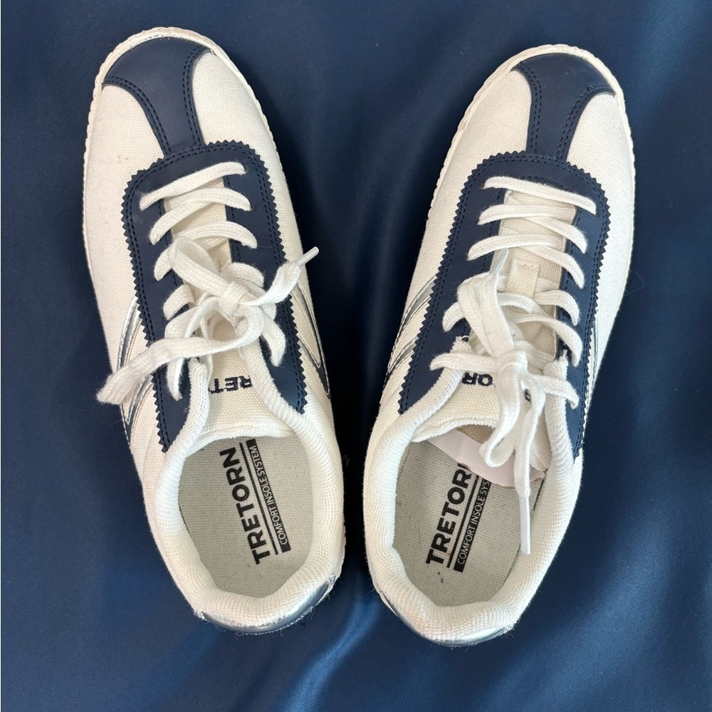 TRETORN “Ingrid” Top Selling Athletic Blue Silver & White Sneakers Size 7M